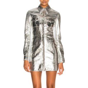 Calvin Klein 205W39NYC Leather Metallic Western Shirt-Dress